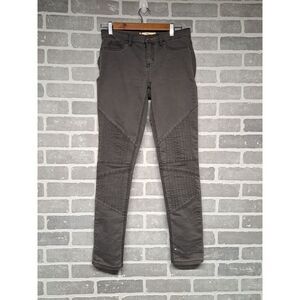 Dittos Womens ‎ Moto Mid Rise Legging, Gray Charcoal Skinny  Zip Cotton Pants 27